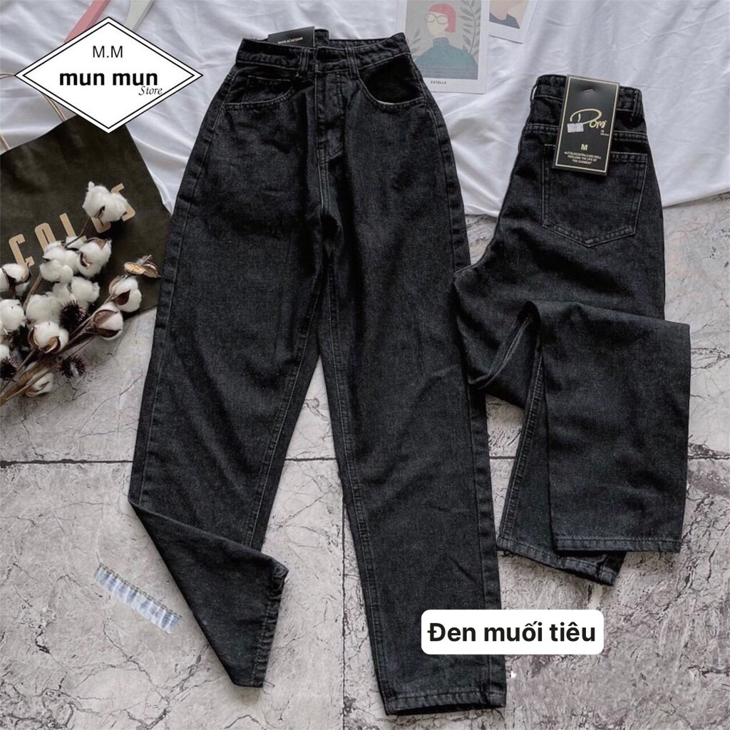 Quần Baggy Jean Nữ Ống Suông Cạp cao MunMunStore Quần Bò Baggy Tôn Dáng 101 (9529)