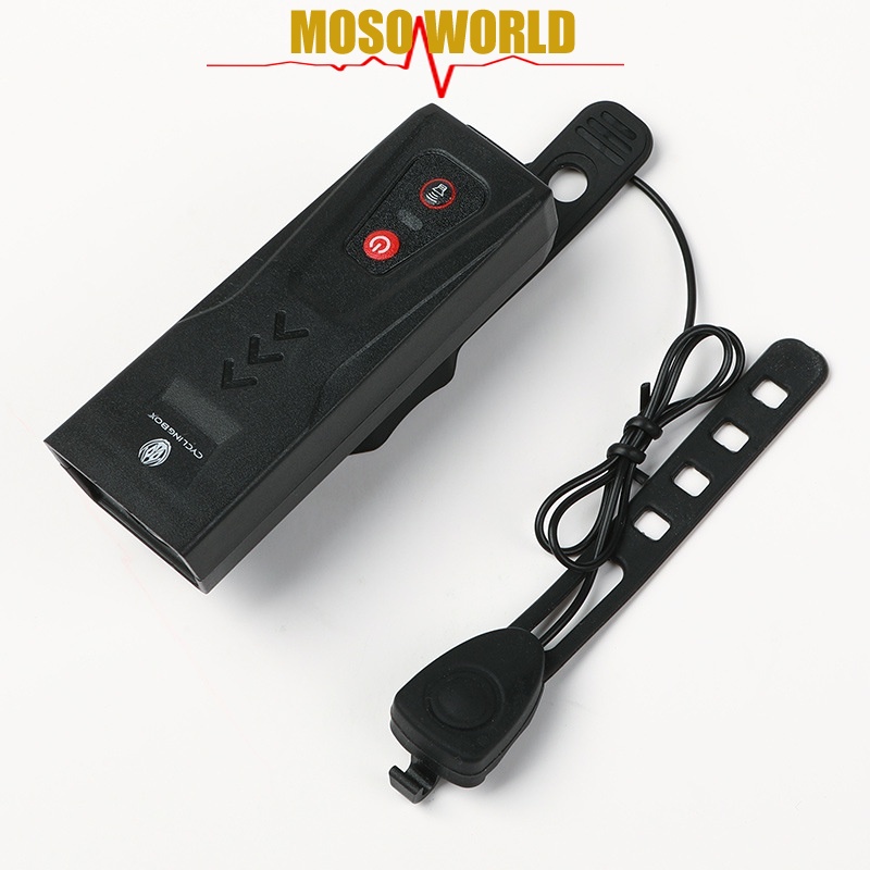 Đèn pha kiêm còi xe đạp MOSOWORLD sạc USB chống thấm nước an toàn tiện lợi