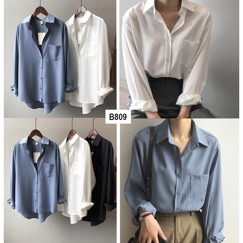 B809 ÁO SƠ MI CÔNG SƠ FROM RÔNG PHỐI TÚI