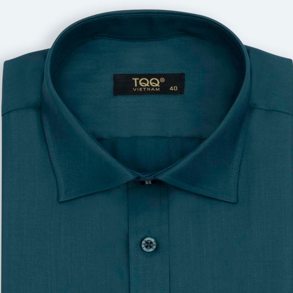 Áo sơ mi dài tay TQQ màu xanh cổ vịt không túi ngực M02CS lạ mắt, độc đáo | BigBuy360 - bigbuy360.vn