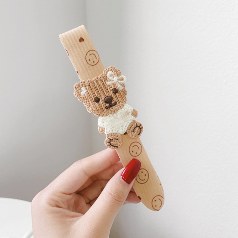 Flgo Băng Đô Handmade Mỏng In Họa Tiết Hoạt Hình Gấu Dễ Thương Thời Trang Cho Nữ