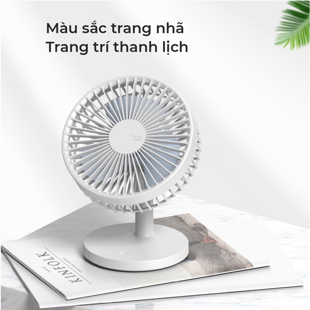 Quạt mini để bàn tích điện cao cấp fesson, Quạt để sạc tích điện xoay 180 độ tiện lợi