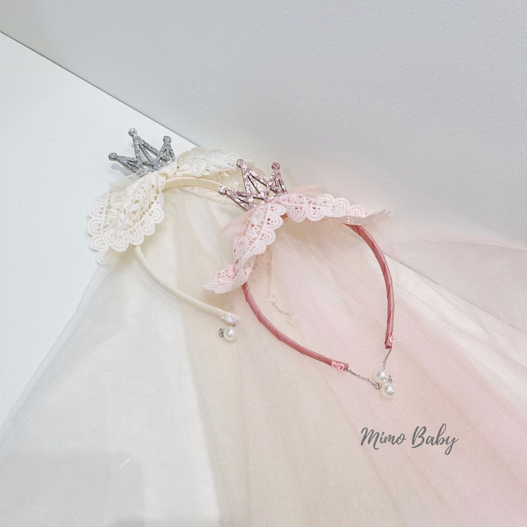 Bờm cô dâu, bờm nơ gắn voan phong cách tiểu thư cho bé gái BD68 Mimo Baby