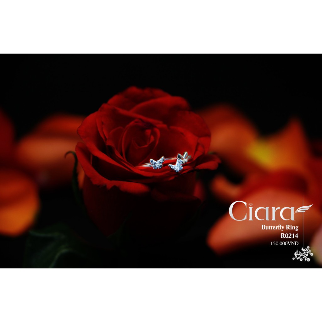 Nhẫn Bạc 925 cánh bướm đính đá lấp lánh