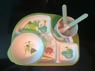 Set khay bát ăn dặm sợi Tre