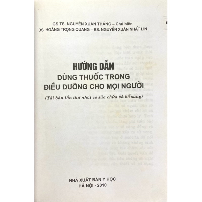 Sách - Hướng dẫn dùng thuốc trong điều dưỡng cho mọi người