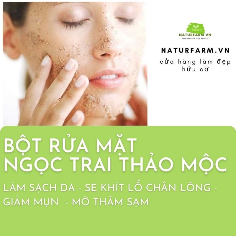 Bột rửa mặt 100GR ngọc trai thảo mộc Organic - bột handmade