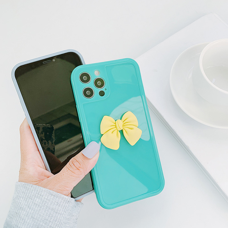 Ốp điện thoại silicone gắn hình nơ dễ thương cho Iphone 12 11 Pro Max 12 Mini Se 2020 Xs Max Xr X Xs 7 8 + | BigBuy360 - bigbuy360.vn