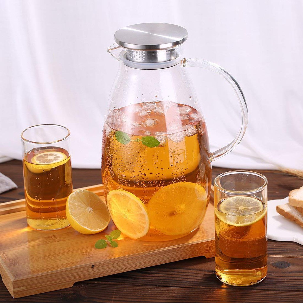 Bình thủy tinh chịu nhiệt ONEISALL 2.6L dung tích lớn có nắp thép không gỉ