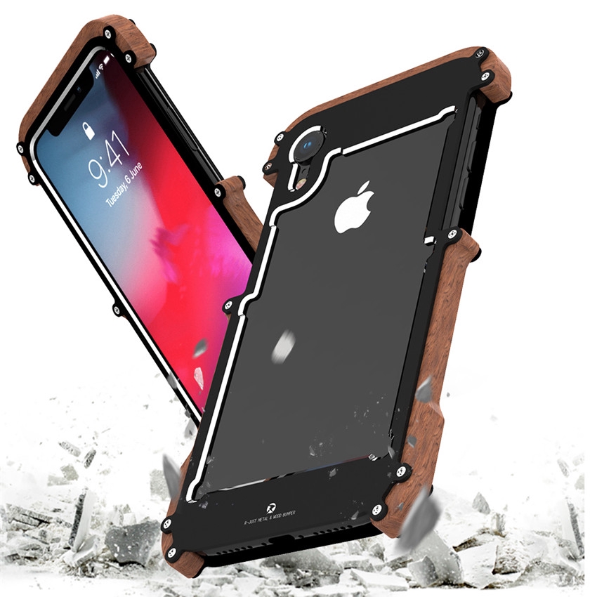 Ốp điện thoại kim loại phối gỗ độc đáo thời trang cho iPhone 12/12 pro max X Xs Max XR iPhone 5 se 6 6S Plus 7 8 Plus