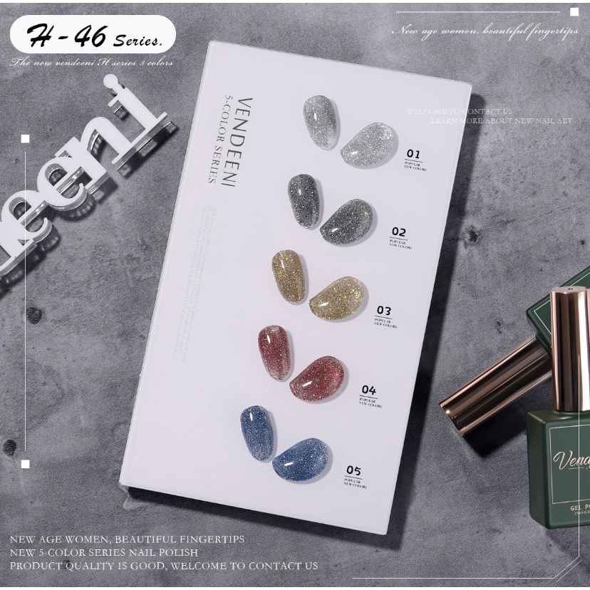 Set Sơn Gel Mắt Mèo Có Flash, Set Sơn 5 Chai Flash  Mắt Mèo Mới Tặng Kèm Bảng Màu