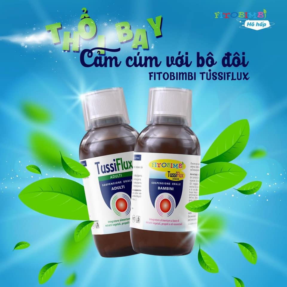 Fitobimbi Tussiflux Adulti, giúp giảm các triệu chứng ho, ho có đờm, làm dịu họng, mát họng (200ml)