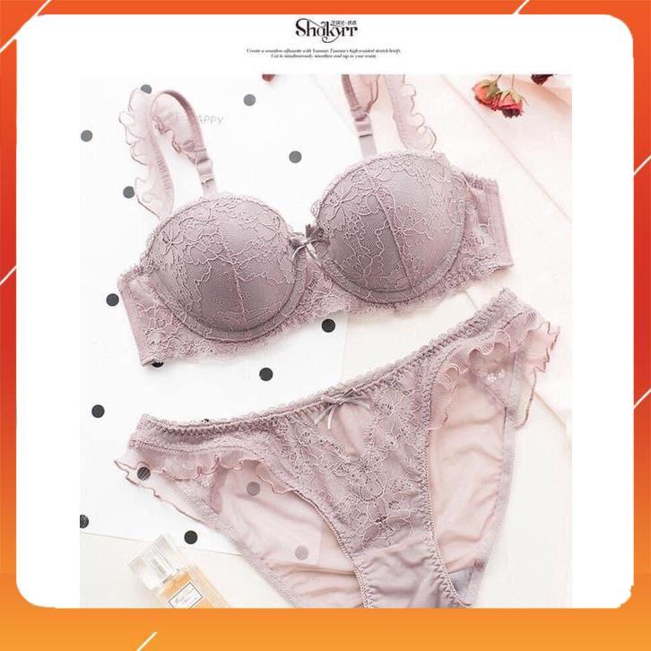 Set bộ đồ lót nữ Cenka ren bèo cao cấp áo có gọng cup ngang, có đệm mút. Mã B12750