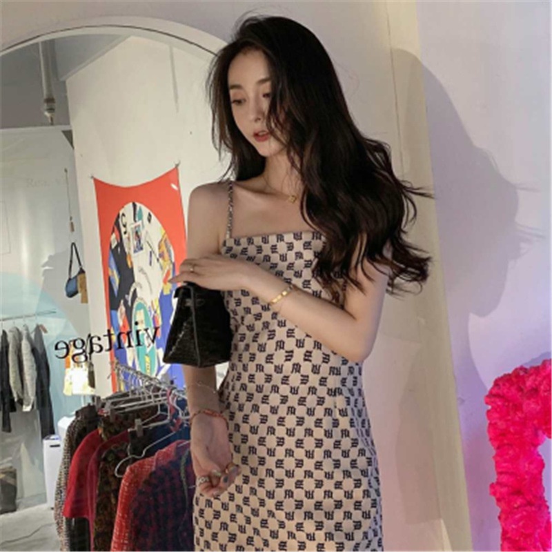 Đầm Hai Dây Dáng Ôm Phong Cách Pháp Thời Trang Mùa Hè Hàng Mới 7EOK