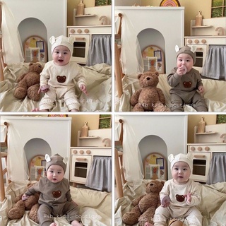 Set Body liền quần cotton zip hàn cao cấp kèm mũ hoạ tiết chấm bi bé trai, bé gái từ sơ sinh đến 13kg