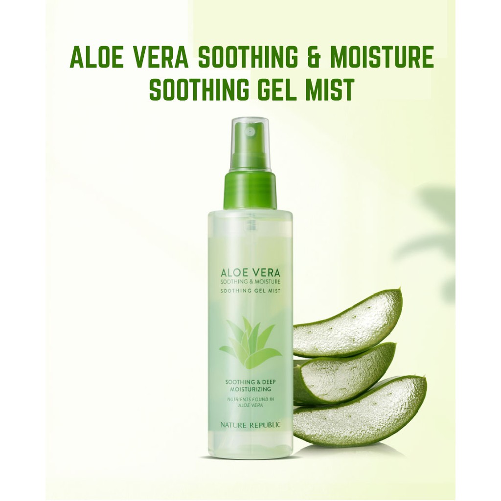 Xịt khoáng Lô hội NATURE REPUBLIC Soothing &amp; Moisture Aloe Vera 92% Soothing Gel Mist 155ml