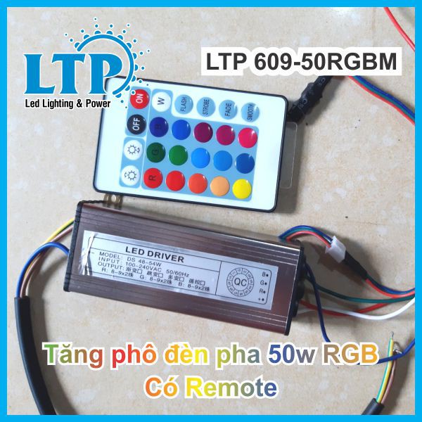 Tăng phô đèn pha 50w RGB đổi màu (có remote) độ bền cao IP66 Bảo Hành 12 Tháng Tại LTP