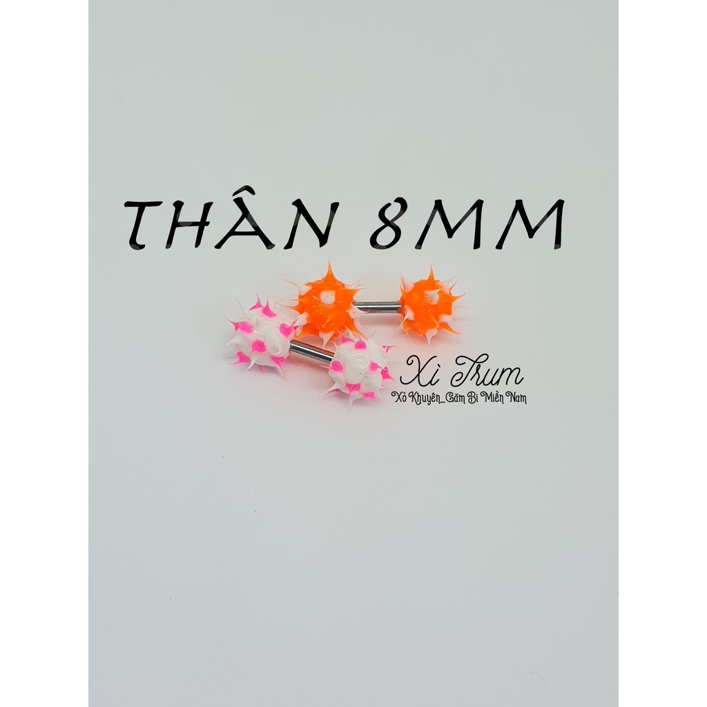 01 Khuyên 2 Đầu Bi Cao Su Non/  Thân inox _Thân nhựa CHO ANH EM cùng Hệ Khuyên