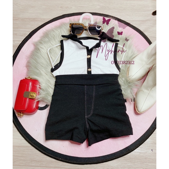 set áo thun sát nách phối kèm quần short cho bé gai