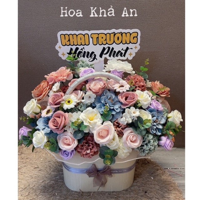 [ẢNH THẬT ] Lẵng hoa may mắn Khai trương, Tết, Tân gia cao cấp, bền vĩnh cửu