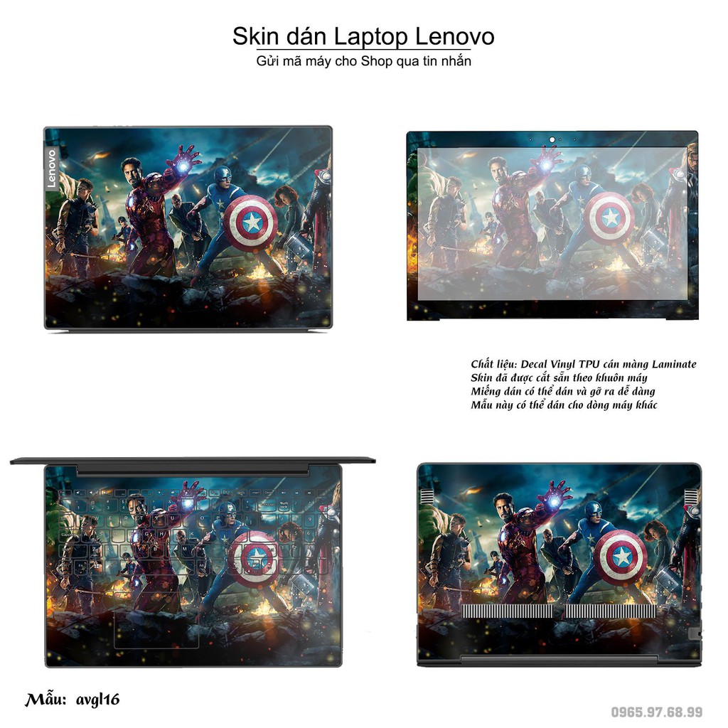 Skin dán Laptop Lenovo in hình Avenger _nhiều mẫu 4 (inbox mã máy cho Shop)