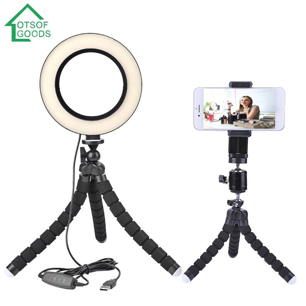 56 LED Dimmable Selfie Ring Light Photo Video Live Lamp with Phone Holder