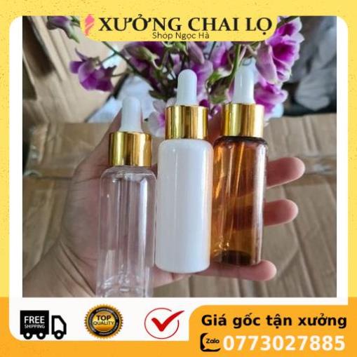 Lọ Chiết Serum ❤ GIÁ TẬN GỐC ❤ [30ml/50ml/100ml] Chai nhựa pet đựng tinh dầu bóp giọt Khoen vàng chiết mỹ phẩm .