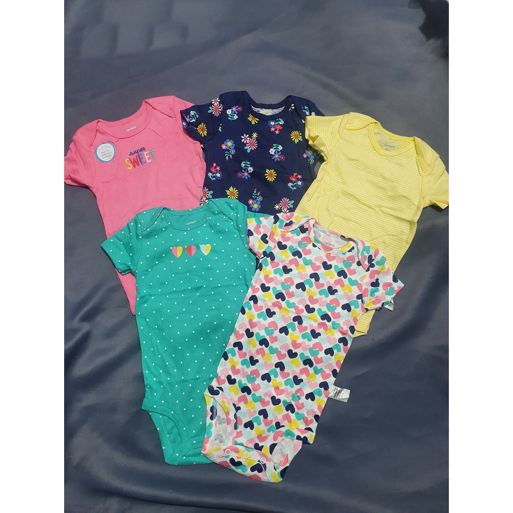 [Tách lẻ 1c] Body chip ngắn tay hàng xuất dư Car.ter cho bé gái 3-24m (nguyên set, nguyên túi)