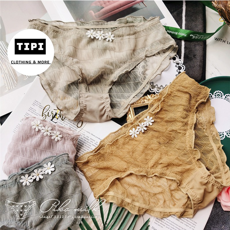 Quần lót nữ cao cấp ren lưới sexy 3 bông hoa cải B1 | BigBuy360 - bigbuy360.vn