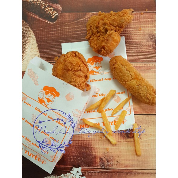 100 Túi Giấy Đựng Gà Rán, Khoai Lắc, Hamburger...Giấy Thực Phẩm kraft 50gms