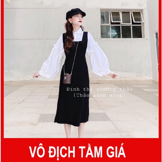 Sét váy yếm kèm áo sơ mi tiểu thư siêu xinh ( ảnh thật) | BigBuy360 - bigbuy360.vn