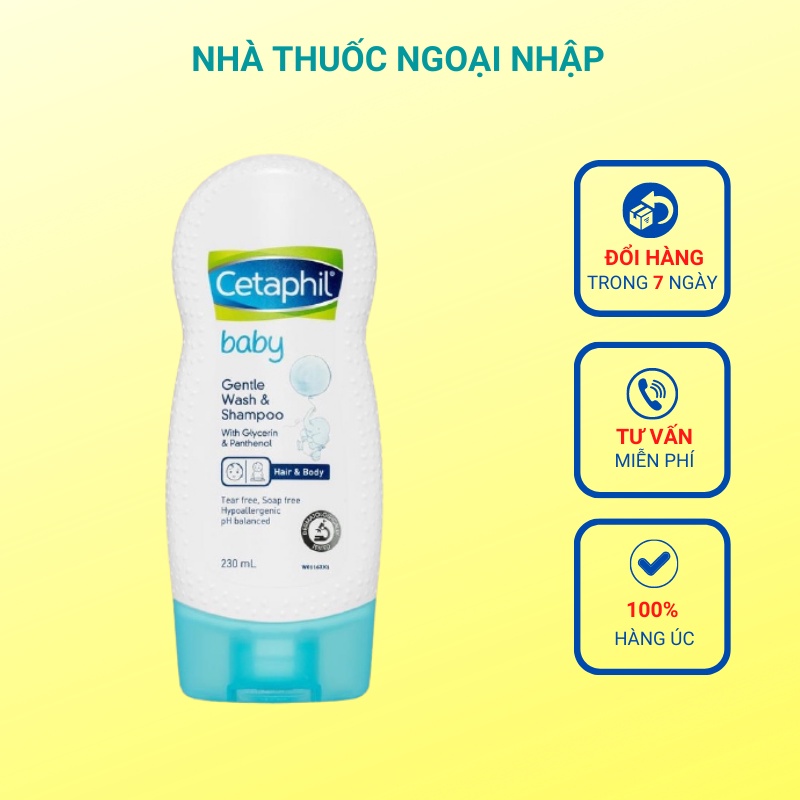 Sữa tắm gội (230ml/400ml) cho trẻ từ sơ sinh đến dưới 6 tuổi Cetaphil Baby Wash & Shampoo, Úc