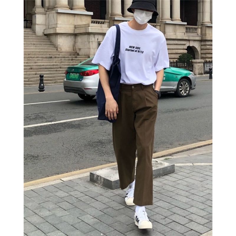 Quần Kaki Ống Rộng Unisex Quần Kaki Hàn Quốc