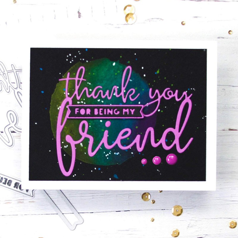 Khuôn cắt giấy kim loại hình chữ Thank you for being my friend