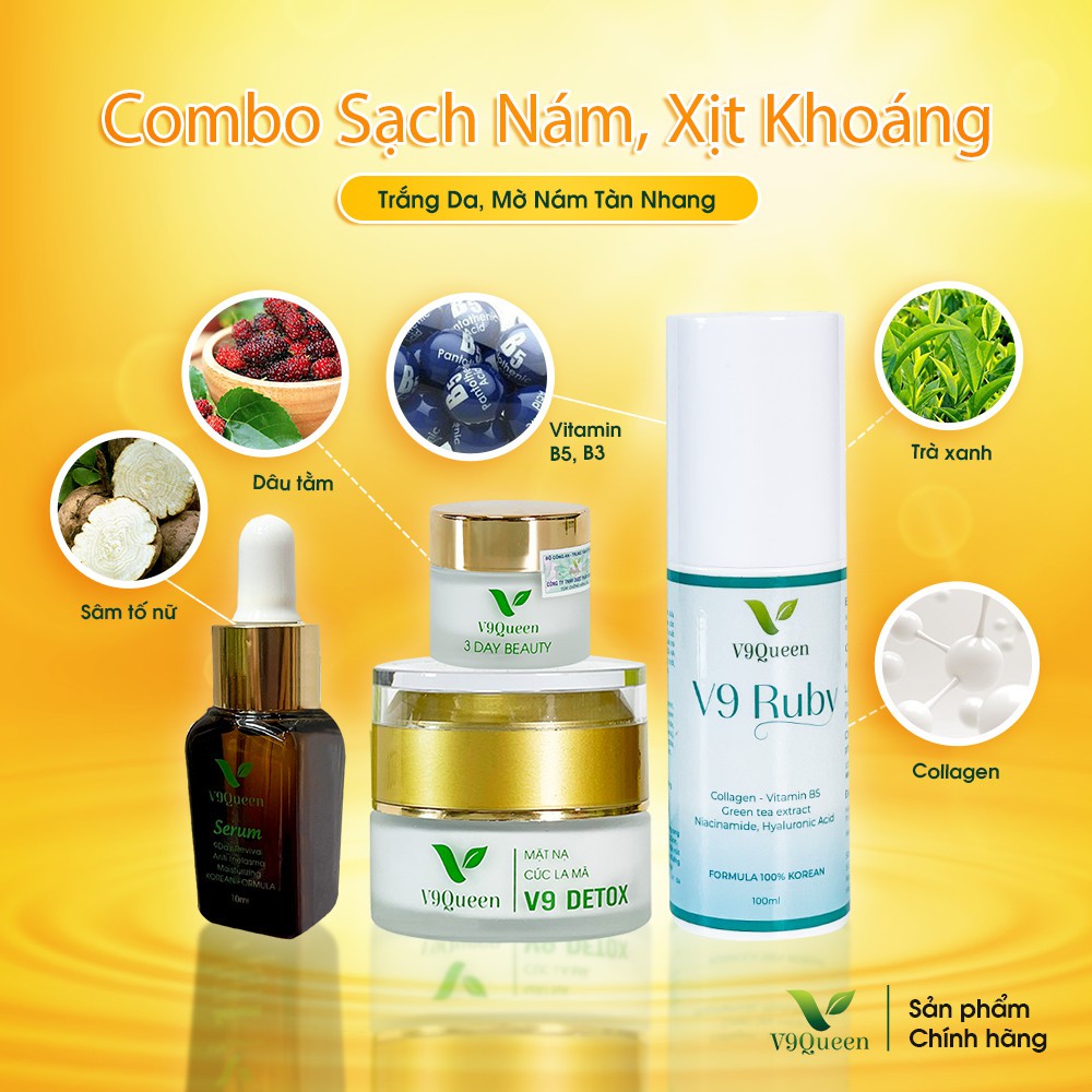  Combo Sạch Nám, Tàn Nhang (Tặng Xịt Khoáng V9 Ruby) - Mỹ Phẩm Bà Bầu V9Queen | BigBuy360 - bigbuy360.vn