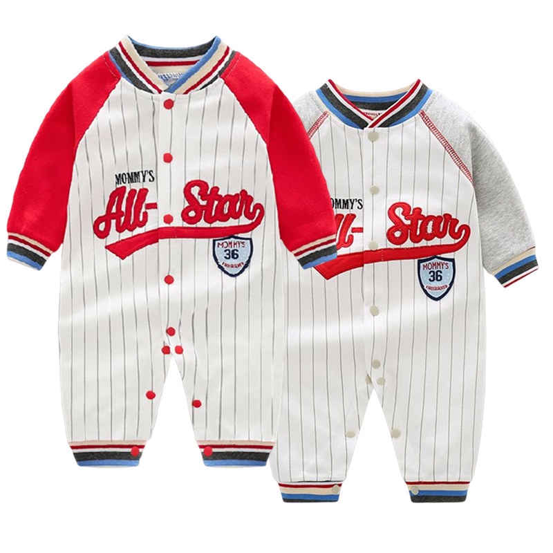 Bộ Áo Liền Quần Tay Dài Chất Liệu Cotton Thời Trang Xuân Thu Xinh Xắn Cho Bé