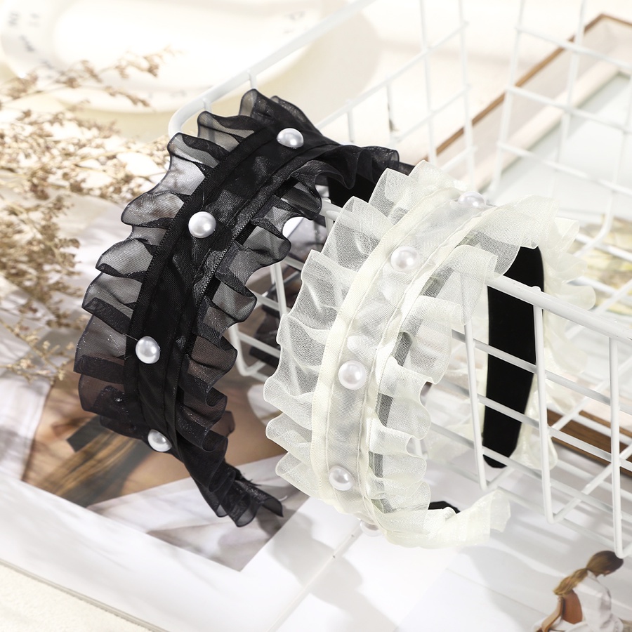 Băng Đô Vải Lưới Phối Ngọc Trai Thời Trang Hàn Quốc Cho Nữ