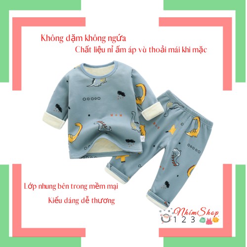 Bộ quần áo dài tay bé trai giữ nhiệt từ 1 đến 3 tuổi siêu mềm mịn, ấm áp, giá rẻ