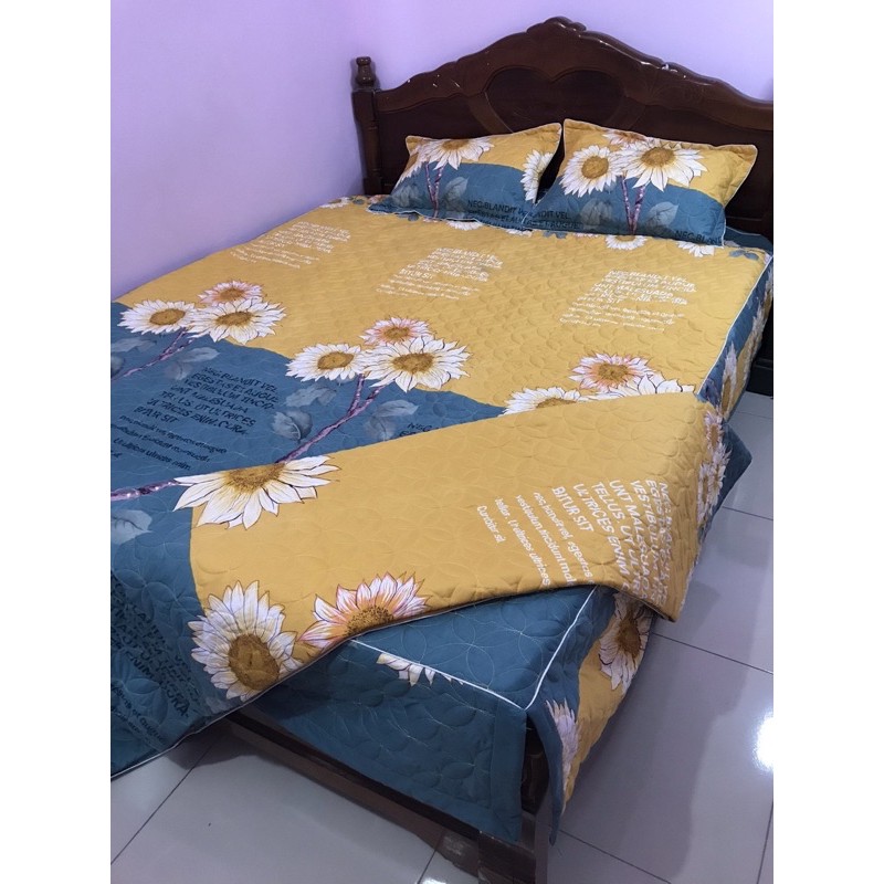 Sét chăn ga gối trần bông xẻ góc 5 món (y hình ) phủ xẻ góc đẹp dày dặn