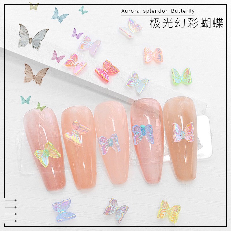 Hũ trang trí móng nail - 5 con bướm mix / charm bướm hot nail 2020