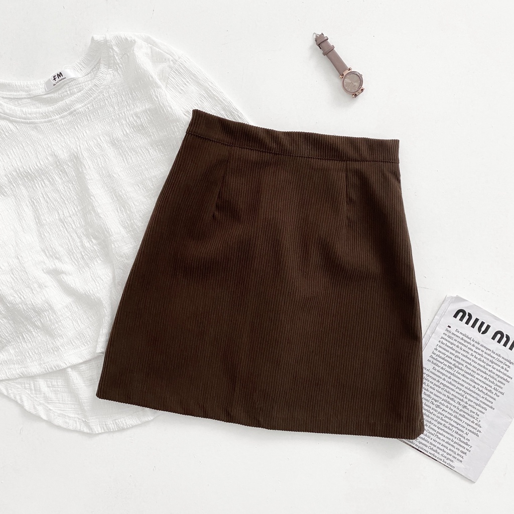 Chân váy ngắn chữ A nhung tăm ulzzang cạp cao thời trang Hàn Quốc thu đông FMStyle Saigon 21CV12GO0301 | BigBuy360 - bigbuy360.vn