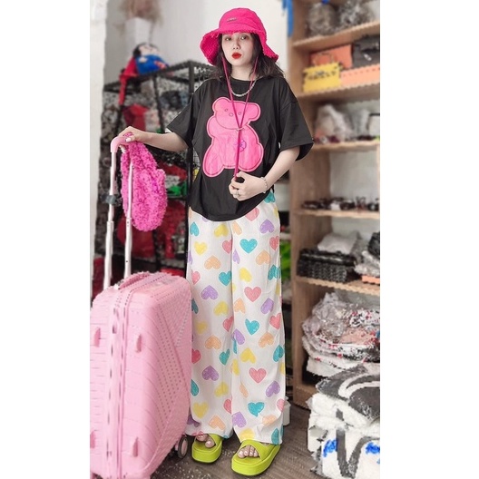 Đồ bộ nữ quần dài tay ngắn dễ thương cute mặc ở nhà đi chơi