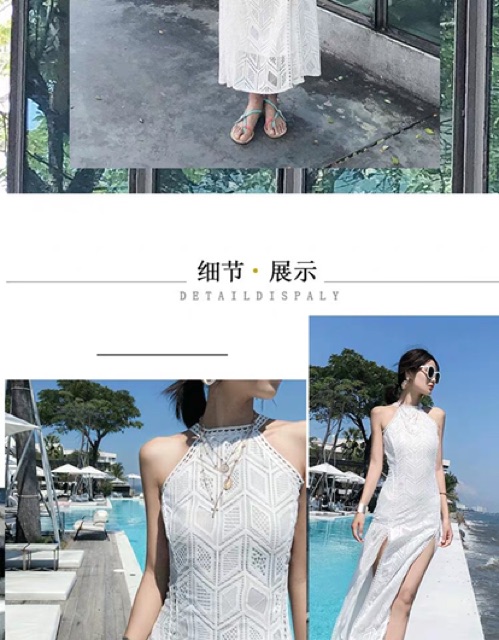 Đầm Boho Trắng Ren Xinh Xẻo