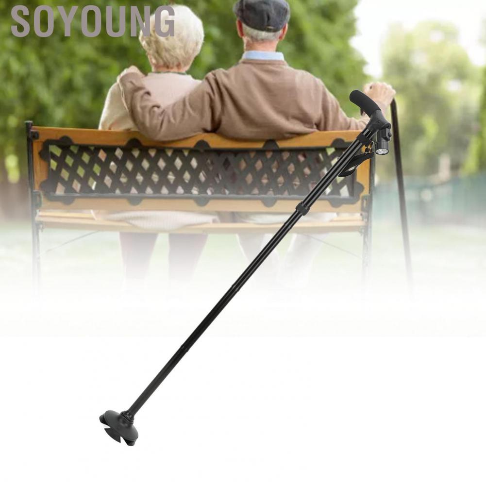 Soyoung Folding Waking Cane Hand Walking Stick Foldable with Led Light for Elderly Men Women