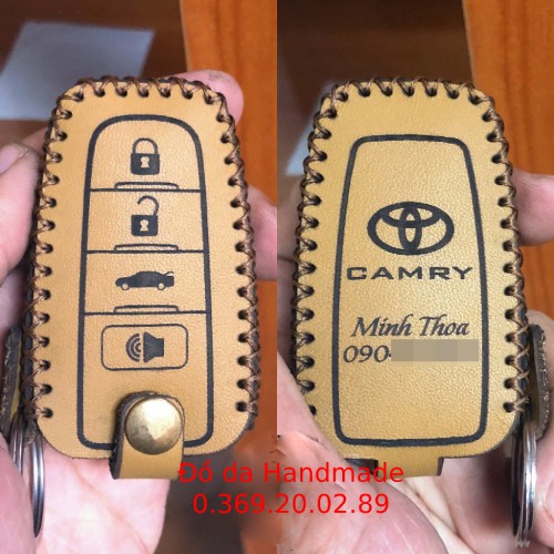 Bao da chìa khoá Toyota Camry 2019 handmade da bò thật