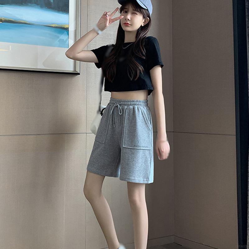 Quần Short Thể Thao Lưng Cao Phong Cách Hàn Quốc Cho Nữ