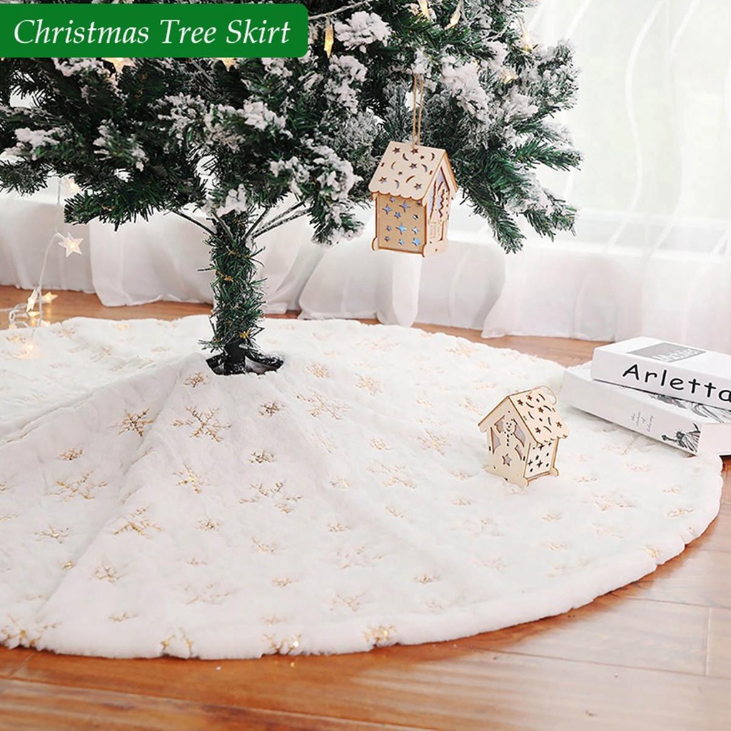 YIYU Thảm Bông Mềm Mại Hình Hoa Tuyết 30 / 35 / 48in Trang Trí Cây Thông Giáng Sinh