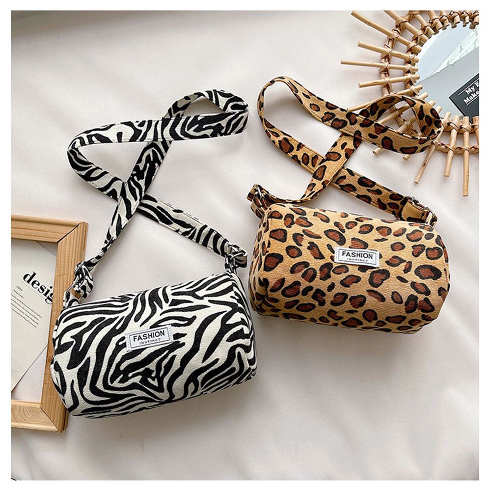 Túi đeo chéo vai bằng nylon in họa tiết da báo thời trang cổ điển sành điệu