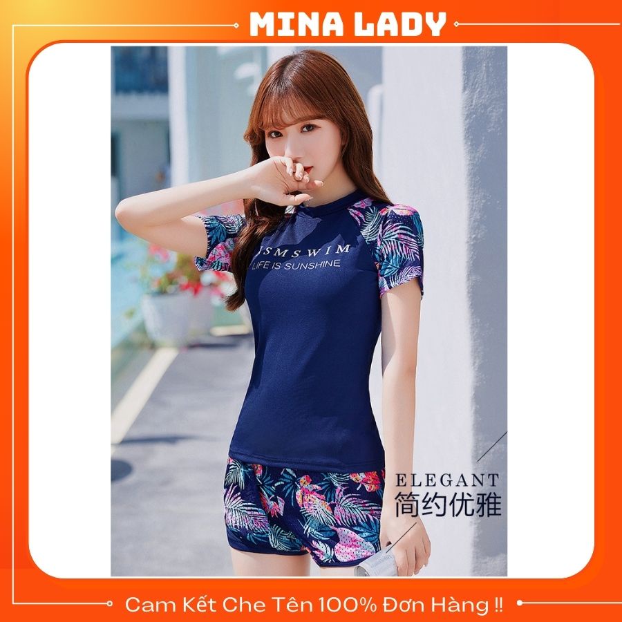 Bộ Đồ Bơi Nữ Gồm Áo Bơi Kín Đáo Và Quần Bơi Nữ Màu Hoa Đẹp Mắt Trẻ Trung Cuốn Hút Giá Rẻ -Hàng Quảng Châu Loại 1