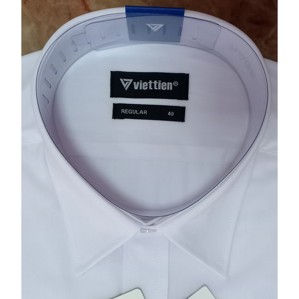 Áo sơ mi trắng cộc tay Việt Tiến  - Regular vạt ngang